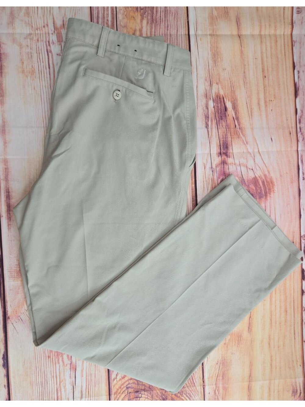 FootJoy Mens Beige Golf Pants W34/L32 Comfortable Stretch Flat Front